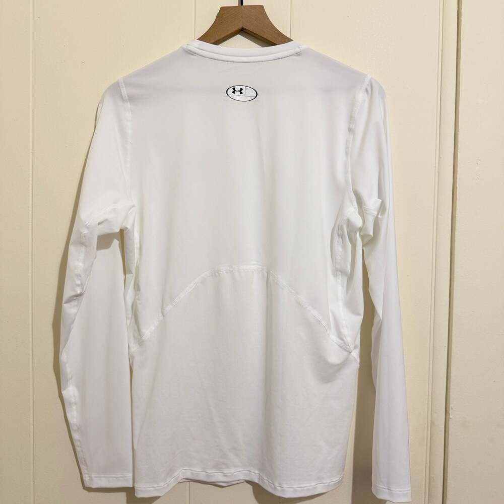 NWOT Men’s Under Armour HeatGear Compression Long Sleeve Training Shirt White XL - Picture 2 of 4